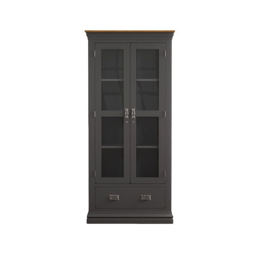 Bennett Oak and Charcoal Painted Display Cabinet