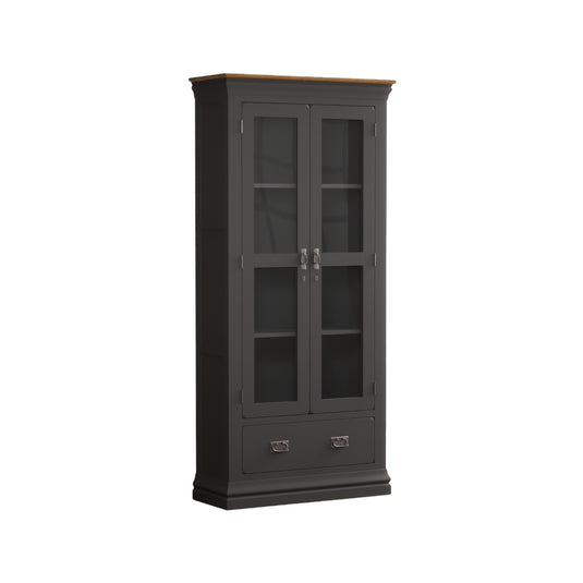 Bennett Oak and Charcoal Painted Display Cabinet