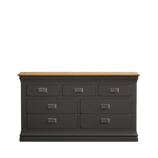 Bennett Oak and Charcoal Painted Wide Chest of Drawers