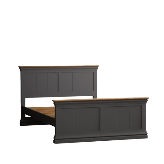 Bennett Oak and Charcoal Painted Double Bed