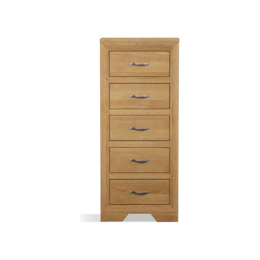 Bellingham Solid Oak 5 Drawer Tallboy