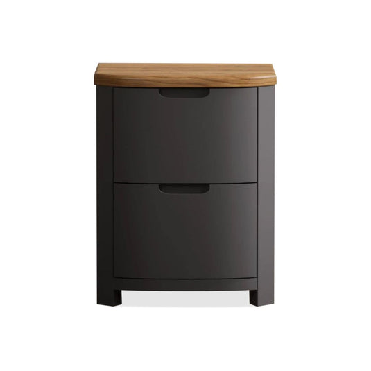 Brahms Oak and Charcoal Painted 2 Drawer Bedside Chest