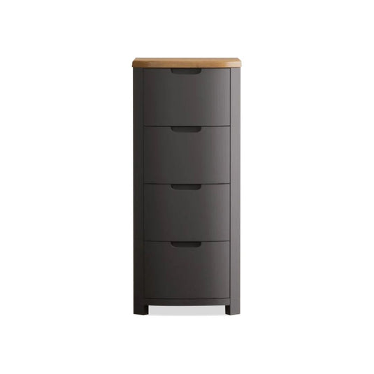 Brahms Oak and Charcoal Painted 5 Drawer Tallboy