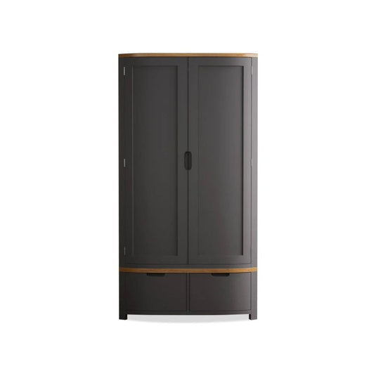 Brahms Oak and Charcoal Painted Double Wardrobe