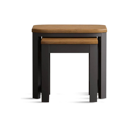 Brahms Oak and Charcoal Painted Nest of Tables