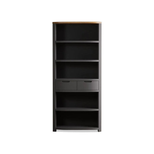 Brahms Oak and Charcoal Painted Tall Bookcase