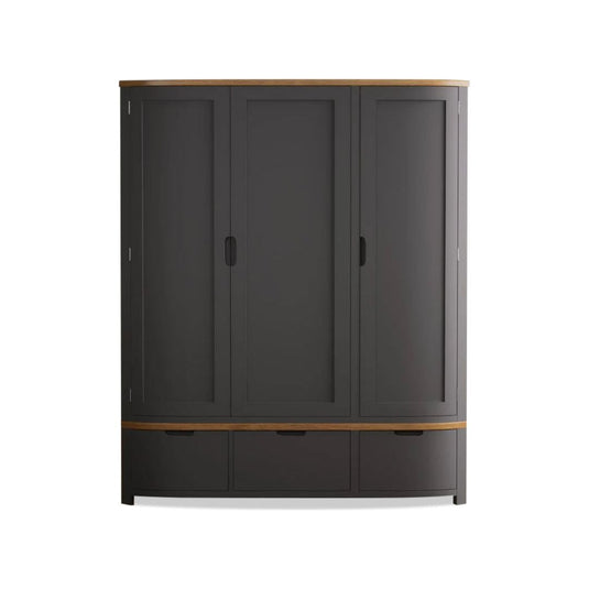 Brahms Oak and Charcoal Painted Triple Wardrobe