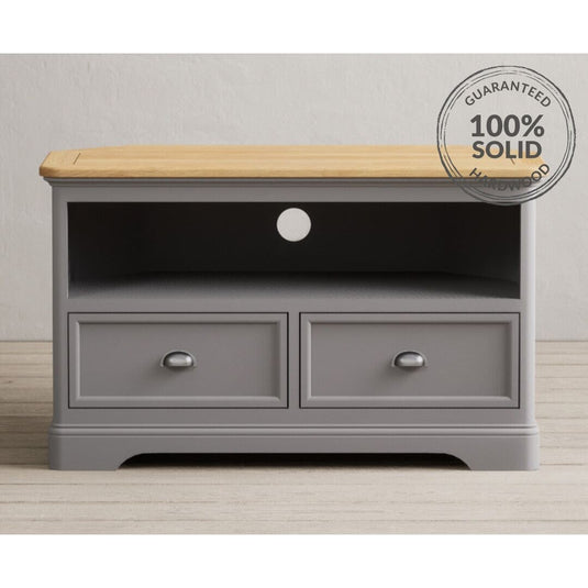 Bridstow Oak and Light Grey Painted Corner TV Cabinet Occasionals Bridstow