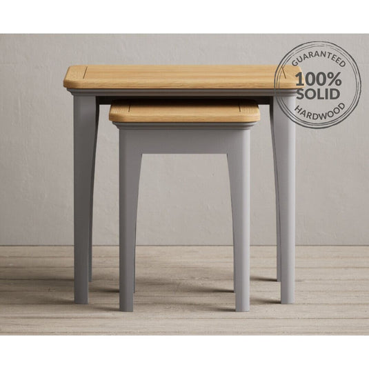 Bridstow Oak and Light Grey Painted Nest Of Tables Occasionals Bridstow