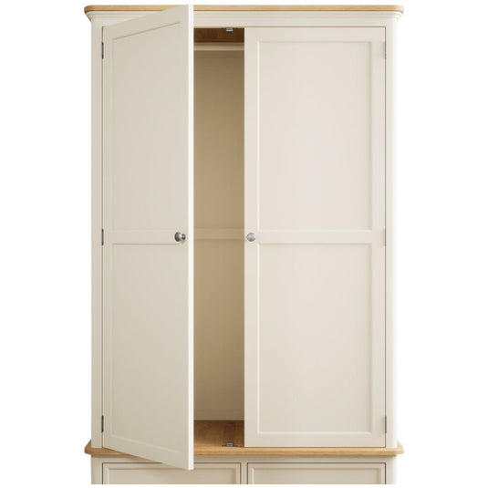 Bridstow Oak and Cream Painted Double Wardrobe Storage Bridstow