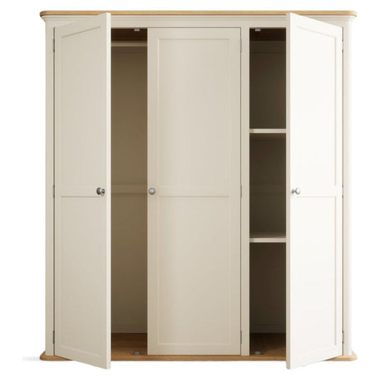 Bridstow Oak and Cream Painted Triple Wardrobe Storage Bridstow