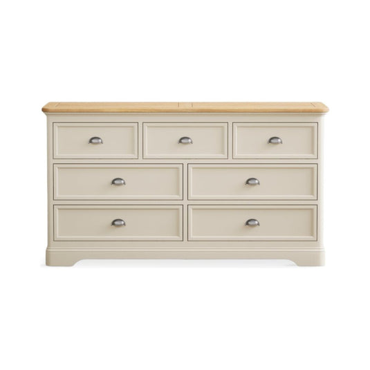 Bridstow Oak and Cream Painted Wide Chest Of Drawers Storage Bridstow