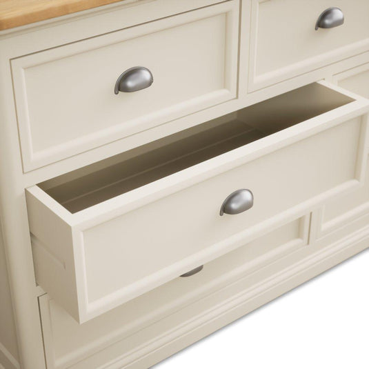 Bridstow Oak and Cream Painted Wide Chest Of Drawers Storage Bridstow