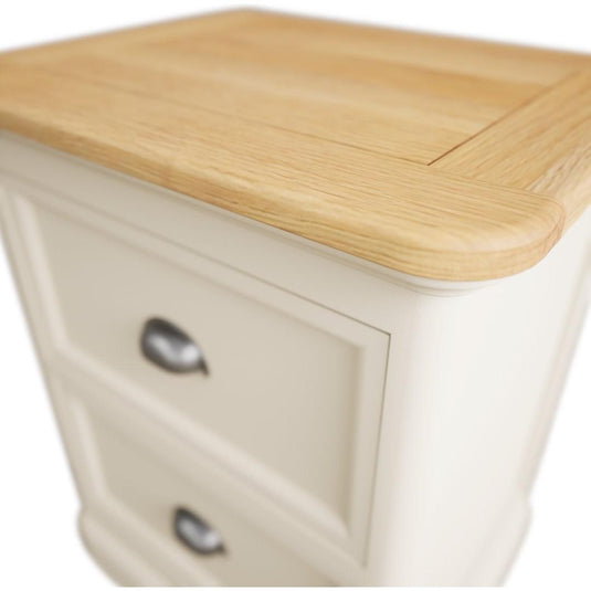 Bridstow Oak and Cream Painted 2 Drawer Bedside Chest Storage Bridstow