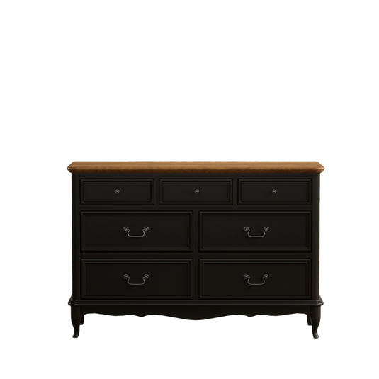 Maison Noir Oak and Black Painted Wide Chest of Drawers