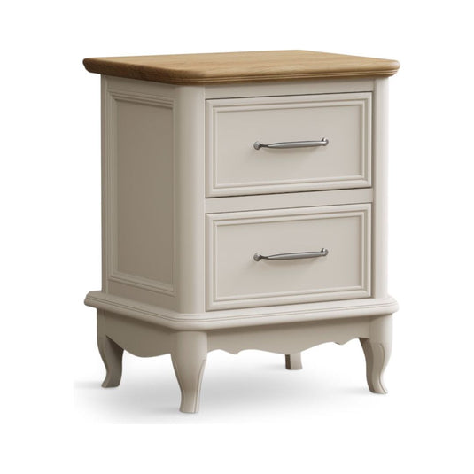 Chateau Oak and Soft White Painted 2 Drawer Bedside Table Bedside Tables Chateau