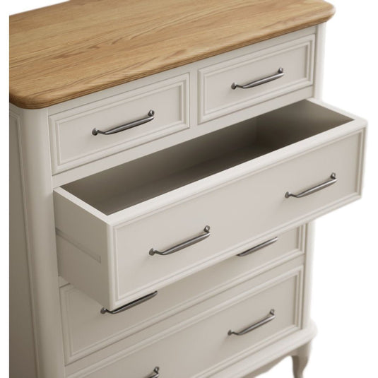 Chateau Oak and Soft White Painted 2 Over 3 Chest of Drawers Chest of Drawers Chateau