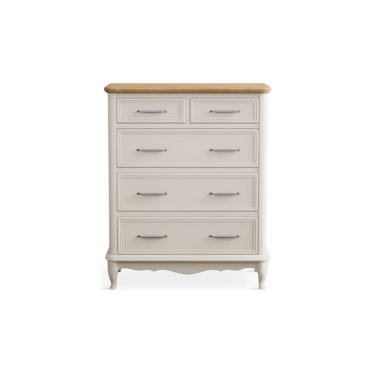 Chateau Oak and Soft White Painted 2 Over 3 Chest of Drawers Chest of Drawers Chateau