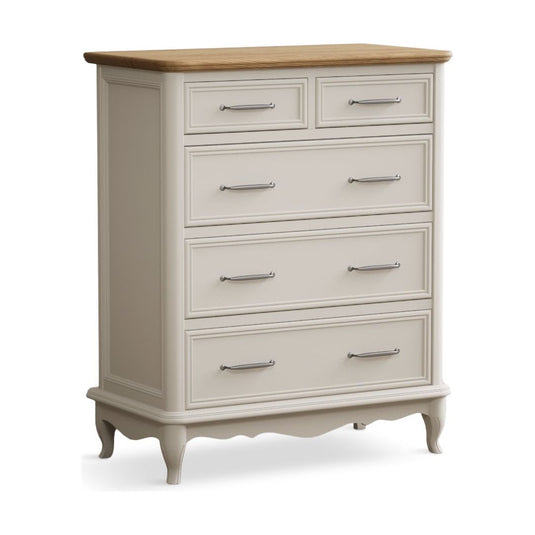 Chateau Oak and Soft White Painted 2 Over 3 Chest of Drawers Chest of Drawers Chateau