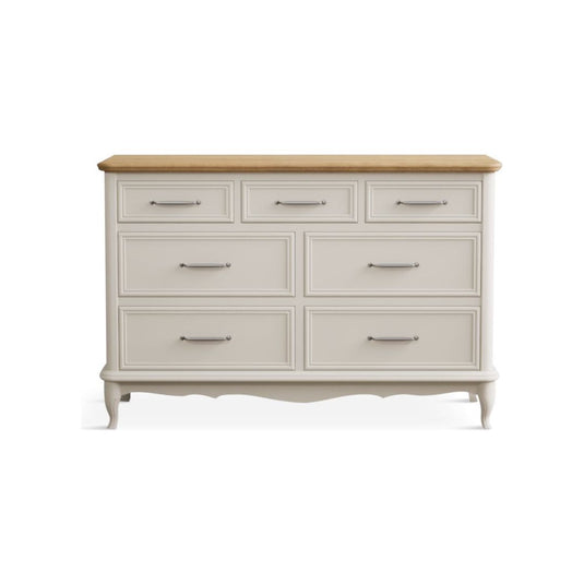 Chateau Oak and Soft White Painted Wide Chest of Drawers Chest of Drawers Chateau