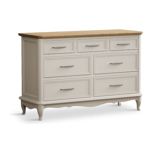 Chateau Oak and Soft White Painted Wide Chest of Drawers Chest of Drawers Chateau