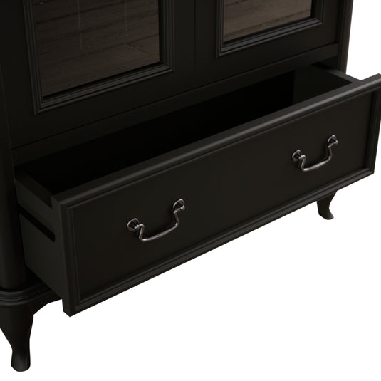 Maison Noir Oak and Black Painted Display Cabinet