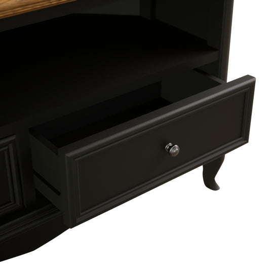 Maison Noir Oak and Black Painted Corner TV Cabinet