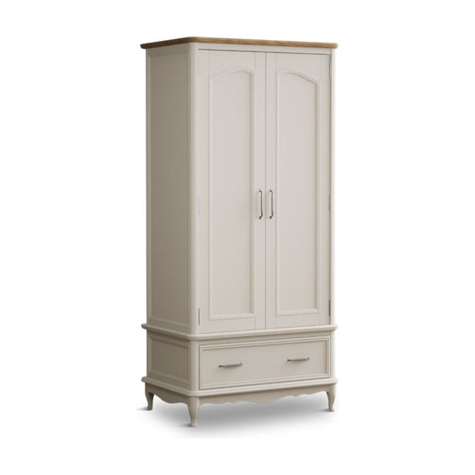 Maison Oak and Soft White Painted Double Wardrobe