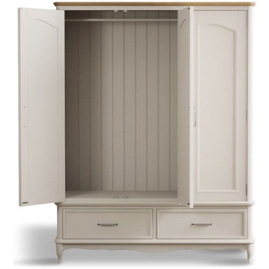 Chateau Oak and Soft White Painted Triple Wardrobe Wardrobes Chateau