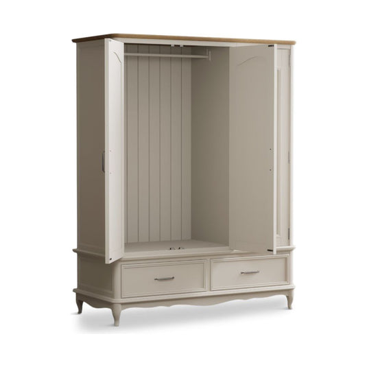 Chateau Oak and Soft White Painted Triple Wardrobe Wardrobes Chateau