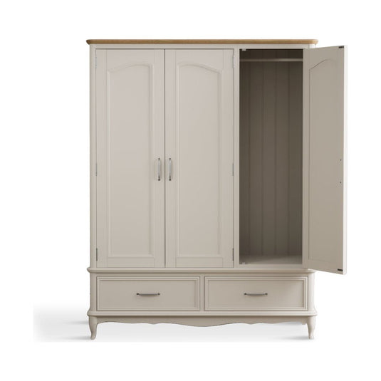 Chateau Oak and Soft White Painted Triple Wardrobe Wardrobes Chateau