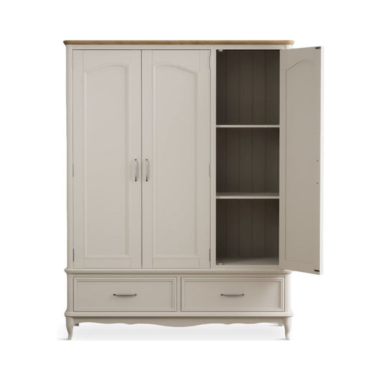 Chateau Oak and Soft White Painted Triple Wardrobe Wardrobes Chateau