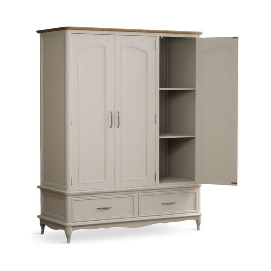 Chateau Oak and Soft White Painted Triple Wardrobe Wardrobes Chateau