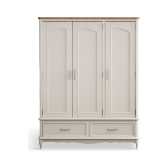 Chateau Oak and Soft White Painted Triple Wardrobe Wardrobes Chateau