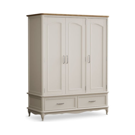 Chateau Oak and Soft White Painted Triple Wardrobe Wardrobes Chateau