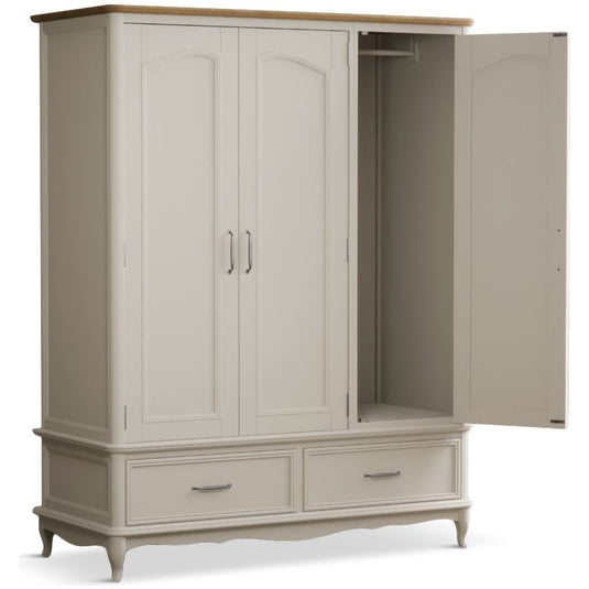 Chateau Oak and Soft White Painted Triple Wardrobe Wardrobes Chateau