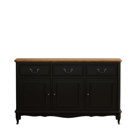 Maison Noir Oak and Black Painted Large Sideboard