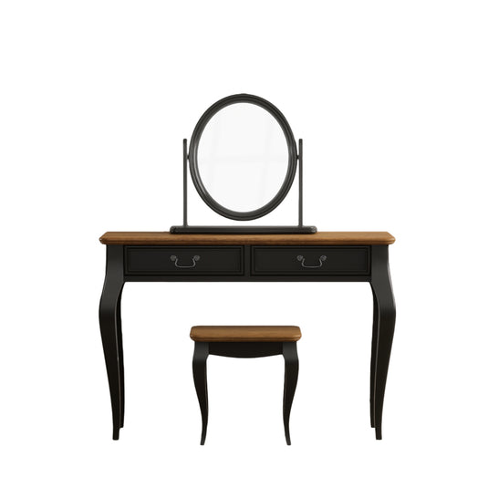 Maison Noir Oak and Black Painted Dressing Table Set