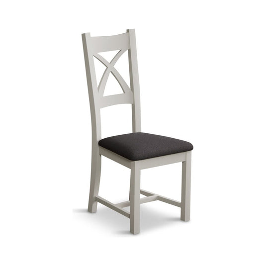 Crossley Signal White X Back Chair with Charcoal Grey Fabric Seat Pad (Pair) Dining Chair Crossley