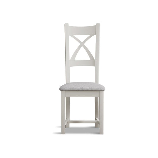 Crossley Signal White X Back Chair with Light Grey Fabric Seat Pad (Pair) Dining Chair Crossley