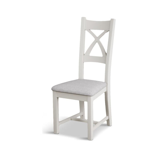 Crossley Signal White X Back Chair with Light Grey Fabric Seat Pad (Pair) Dining Chair Crossley