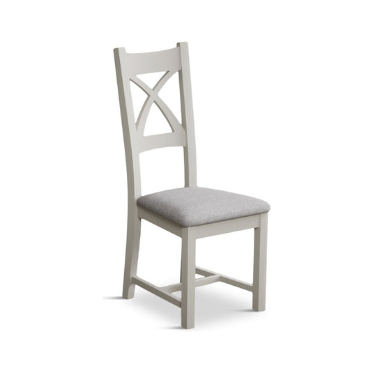 Crossley Signal White X Back Chair with Light Grey Fabric Seat Pad (Pair) Dining Chair Crossley