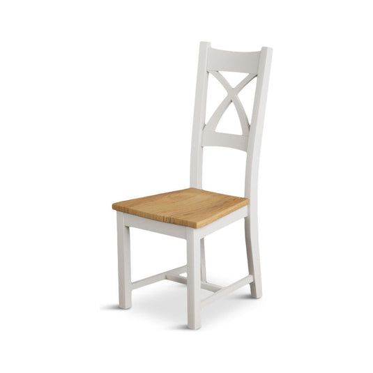 Crossley Signal White X Back Chair with Oak Seat Pad (Pair) Dining Chair Crossley