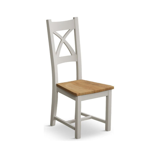 Crossley Signal White X Back Chair with Oak Seat Pad (Pair) Dining Chair Crossley