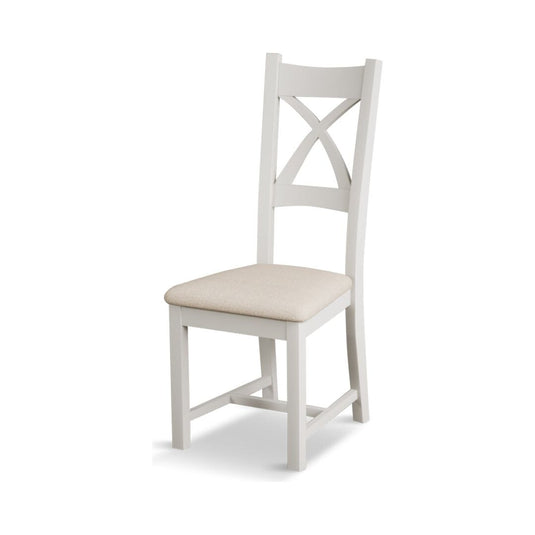 Crossley Signal White X Back Chair with Linen Fabric Seat Pad (Pair) Dining Chair Crossley