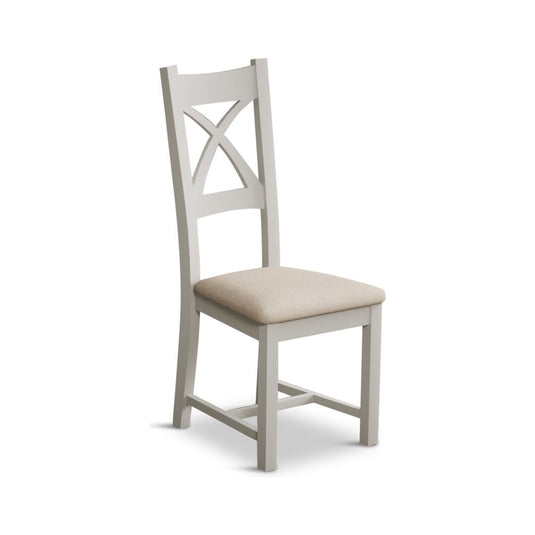 Crossley Signal White X Back Chair with Linen Fabric Seat Pad (Pair) Dining Chair Crossley