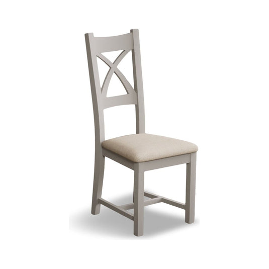 Painted Soft White X Back Dining Chairs with Linen Seat Pad Dining Chairs Painted