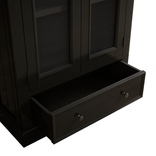 Marden Oak and Black Painted Glazed Display Cabinet