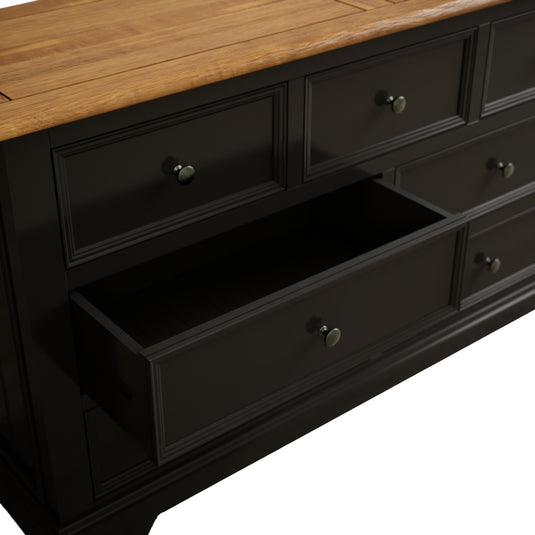 Marden Oak and Black Painted Wide Chest Of Drawers