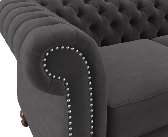 Kensington Chesterfield Dark Grey Velvet 3 Seater Sofa